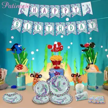 

PATIMATE Little Mermaid Disposable Party Tableware Decoration Birthday Party Decoration Mermaid Theme Cup Disposable Plates
