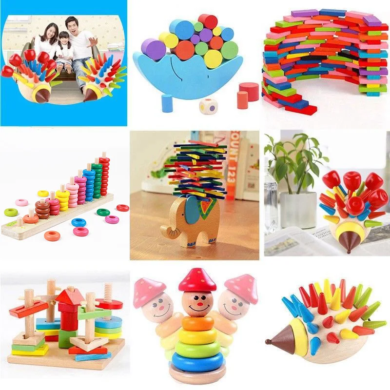 Игрушки BabyToddler деревянный тетрис головоломка укладка игра Дети деревянная