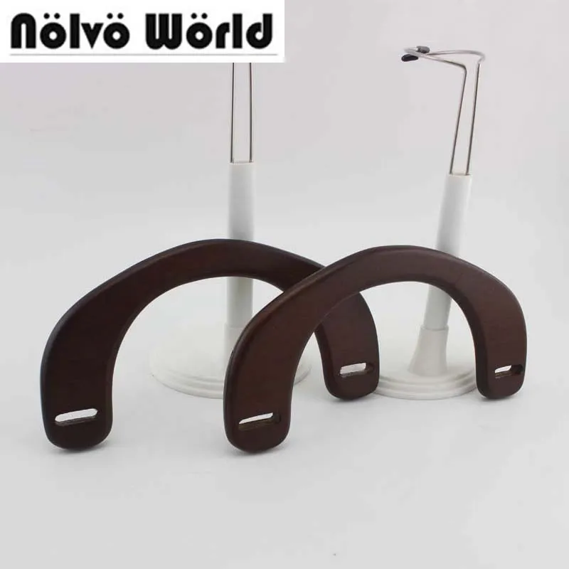 

2 Pairs=4 Pieces,18X9.5cm Dark Brown Arch Wooden Top Handles Crafts Direct Factory Supply For Design Wood Bag Purse Handle