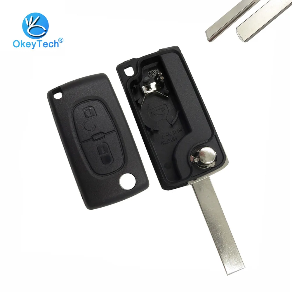 OkeyTech for Citroen C2 C3 C4 C5 C6 Key Shell 2 Button Flip Folding