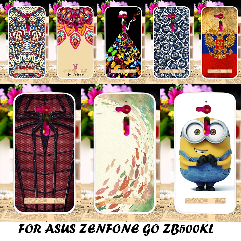 

Akabeila Bumper Silicon Cases For ASUS ZenFone Go ZB500KL Case Anti Knock DIY Patterned Cover Zenfone Go ZB500KG Covers