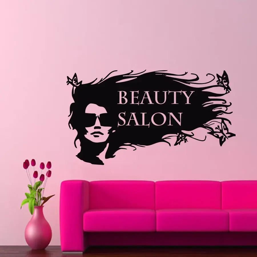 Wall Decals Beauty Salon Hairdressing Logo Decal Vinyl Sticker Bedroom