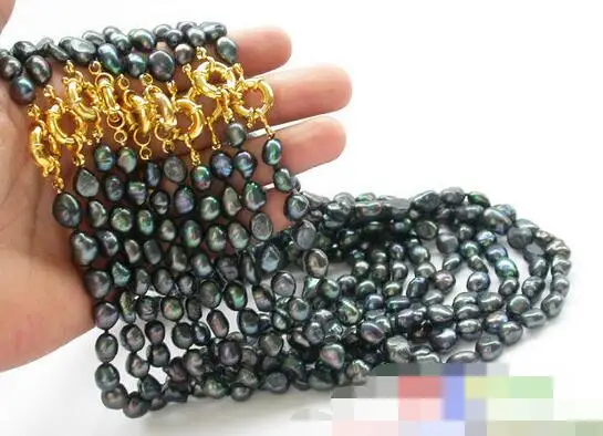 

song voge gem nanJ0314 10pcs black baroque FW pearl necklace
