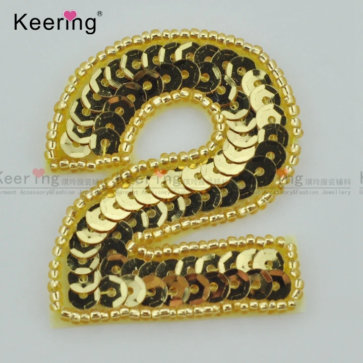 

Number "2" Design Gold Color Sequin Applique WRAB-010