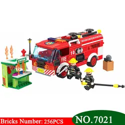 Winner 7021 Город своих серии пожарная цистерна грузовик пожарный цифры строительные блоки модель образования Кирпичи игрушки для детей