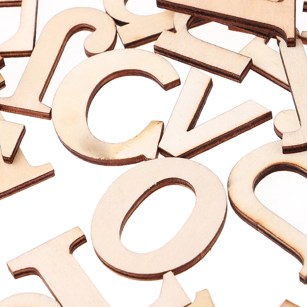 52pcsUnfinished Wooden Capital Alphabet Letters Wood Lower Case Letters for Arts Crafts Kids Educational Toys