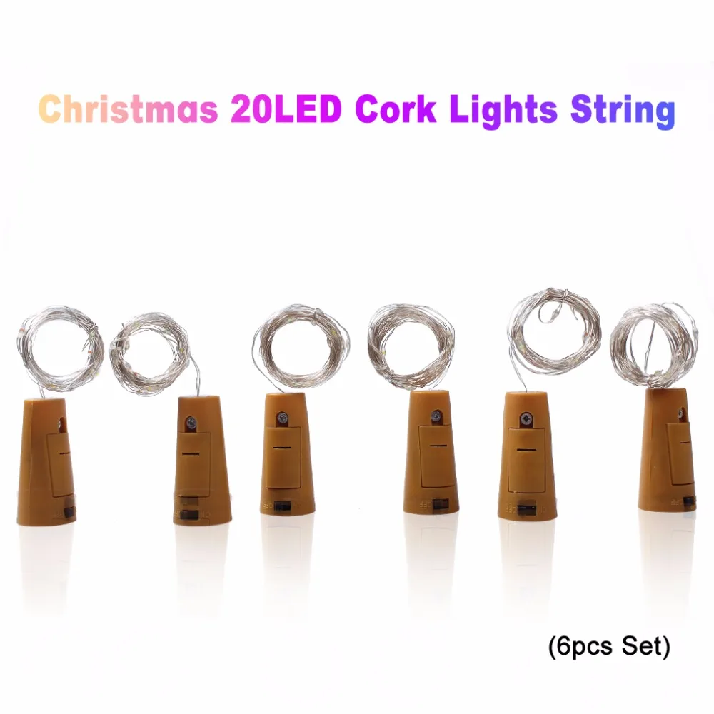 Xmas Wine Bottle Corks LED String Lights Set Of 6Pcs Flashing Copper Wire Bulb Christmas Decoration 6.56Ft  (5)