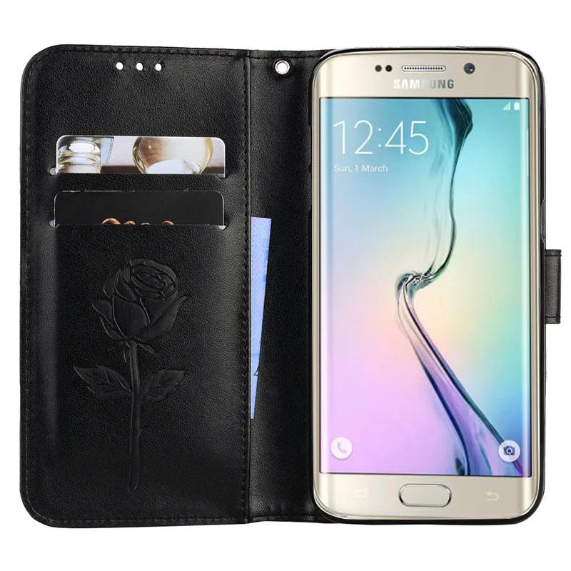 Для iPhone 5S, se 7, 8, X, 6, 6S плюс чехол бумажник флип чехол для samsung Galaxy S7 S6 край S8 плюс G531H S3 S5 A3 A5 J1 J5 J7 J3 крышка - Цвет: Black