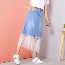 Новинка модные летние кружевные юбки женские джинсовые юбки повседневные юбки