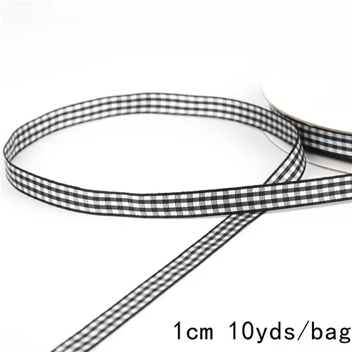 10 ярдов DIY полиэфирная решетчатая тканевая режущая лента, тесьма в комплекте Упаковка подарочная упаковка аксессуары для одежды упаковка 1 см/1,5 см - Цвет: Black01
