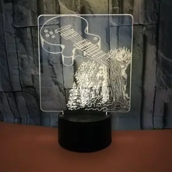 

New Guitar 3d Small Lamp Colorful Gift Atmosphere 3d Light Night Christmas decorations gift for baby room lights wholesale
