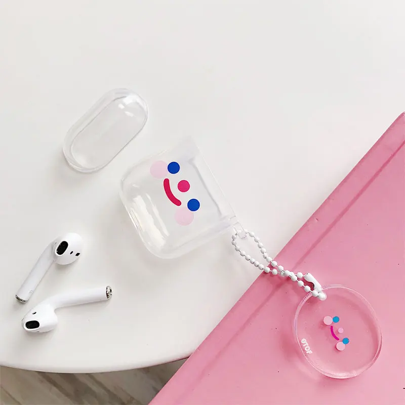 Мягкий чехол из ТПУ с милым мультипликационным выражением для Apple Airpods, чехол для наушников с сердечком и смайликом, коробка для наушников, сумка для хранения