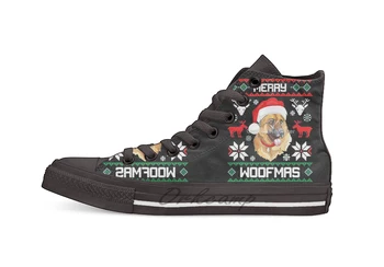 

German Shepherd Dog Merry Woofmas Christmas Gift Design breathable Casual High Top lace-up Canvas shoes sneakers Drop shipping