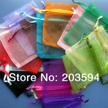 500 шт./лот ювелирные изделия Упаковка Drawable органза сумки 9*12 см, свадебные подарочные пакеты 20 цветов