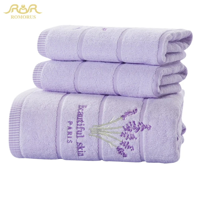Romorus 100 Cotton Purple Lavender Embroidered Towel Sets Soft Bath Romorus 100 Cotton Purple Lavender Embroidered Towel Sets Soft Bath Towels For S Quality Face