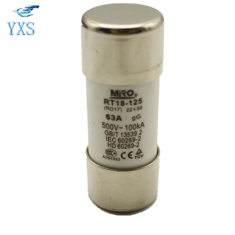 10 шт./лот ro17-63a rt18-125 22*58 63a 500v-100ka gb/t 135392 IEC HD 60269-2 Керамика предохранитель