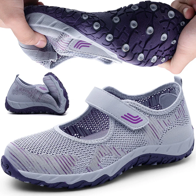 

Spring mother sandals breathable mesh shoes flat bottom Baotou middle-aged elderly sports walking leisure Vulcanize Yasilaiya