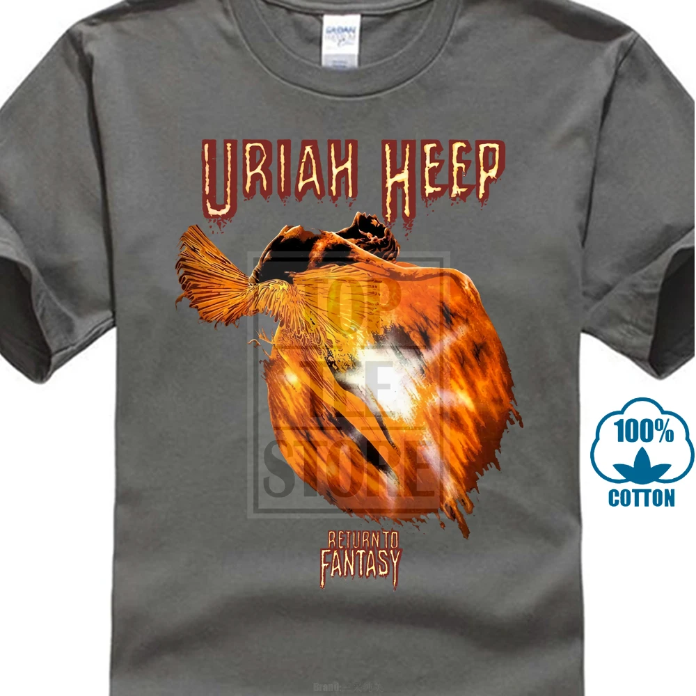 Uriah Heep Return To Fantasy черная футболка Styx Nazareth жесткий рок темно фиолетовый - Цвет: Темно-серый