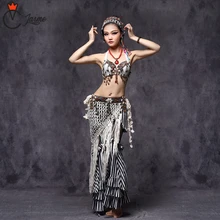2018 Tribal Belly Dance Clothes 3pcs Outfit Sexy Embroid Tops Hip Belt and Pants Women Tribal Dance Costume