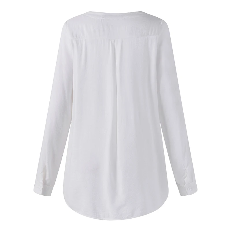 2018 S-5XL Women V-Neck Organza Long Shirts Oversized Tops Floral Embroidered Shirt Blouse White Lace Sweet Long Sleeve Blouse