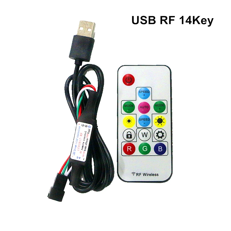 DC5V USB Пиксель Светодиодная лента пульт дистанционного управления Мини 3key RF 14key 17key 21key контроллер для WS2812B SK6812 пикселей полноцветная полоса