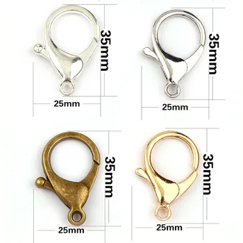 

25x35mm Rose Gold&Silver&Bronze&White K Lobster Clasps Hook Key Chain Components DIY Jewelry Bracelet Making Accessories