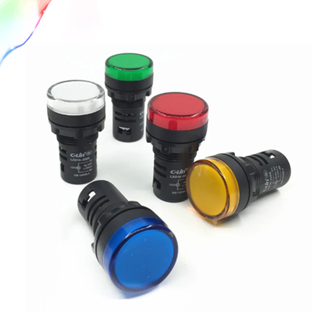 

1pcs 12V 24V 110V 220V 380V 22mm Panel Mount LED Power Indicator Pilot Signal Light Lamp