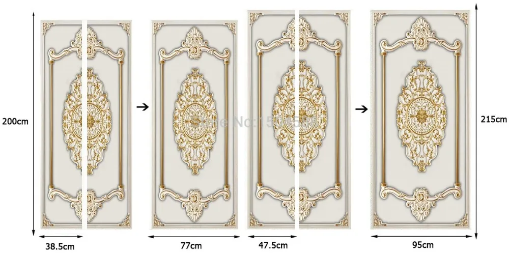 Самоклеящаяся дверная Наклейка 3D стерео Золотой гипсовый узор обои Европейский Стиль Гостиная Спальня дверь наклейка s 3D Живопись