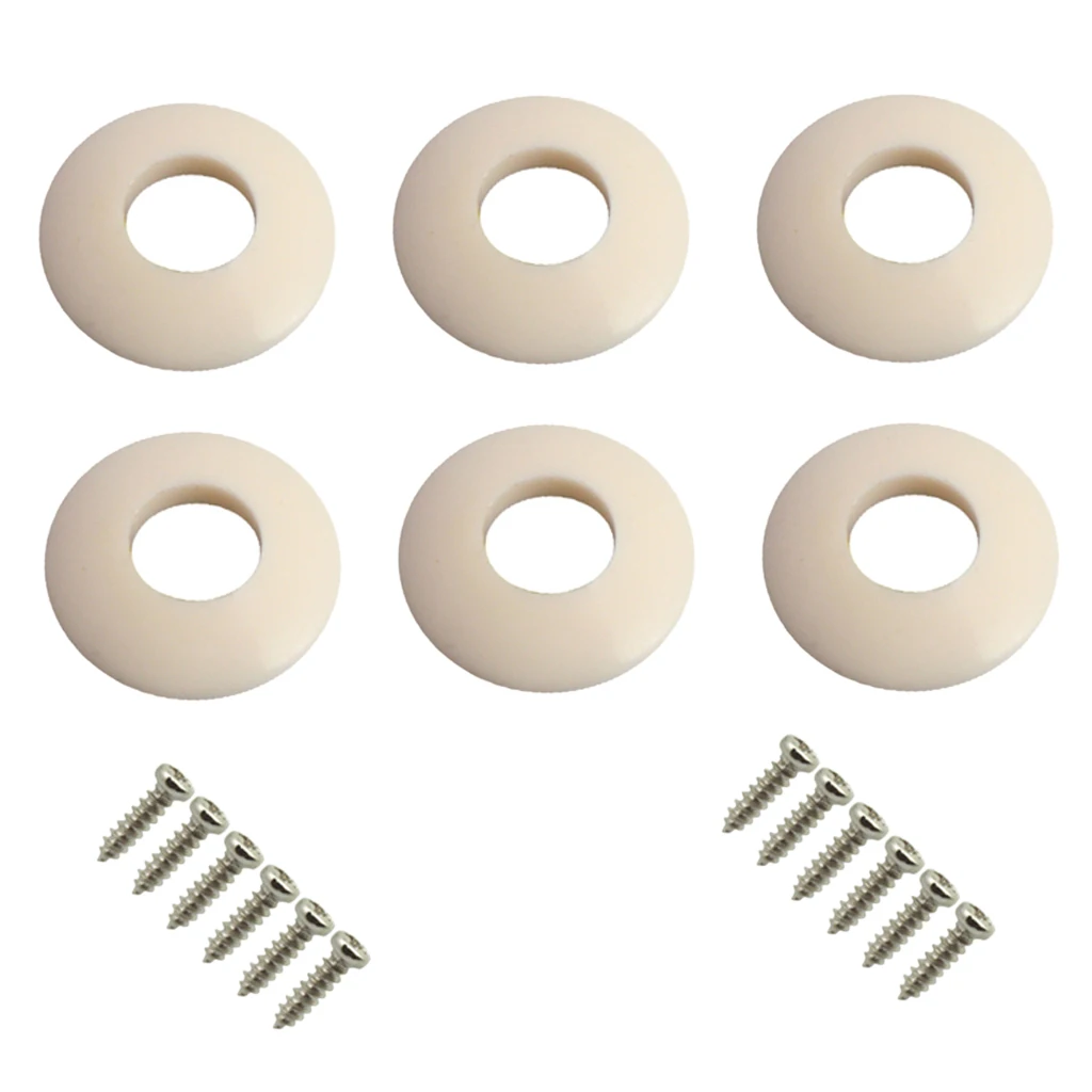 Pack of 6 White Plastic Ferrules Washers Gasket Screws for Guitar Tuners Machine Heads Guitar Tuning Pegs