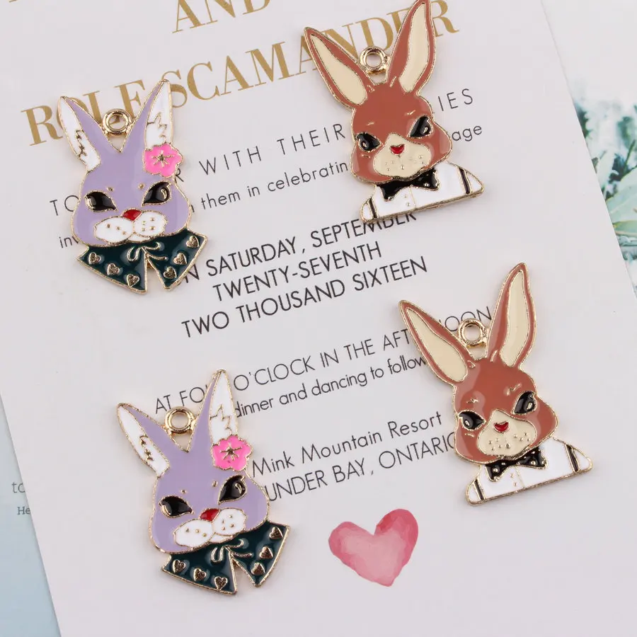 New 10Pcs Cute Cartoon Rabbit Zinc alloy Pendant Character Free Shipping Necklace Charms Fashion Jewelry DIY | Украшения и
