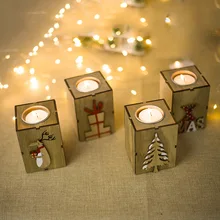 Navidad, Деревянные Подсвечники, подсвечники, фонарь, Ретро стиль, для дома, на год, вечерние, Декор, подарки, рождественские украшения
