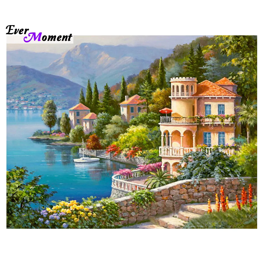 

New Arrival Scenic Castle Painting Cross Stitch Embroidery Set Mosaic Diamond Diamond Embroidery Diamond Mosaic Full Gear ASF336