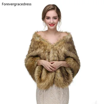 

Forevergracedress 2019 Elegant Soft Autumn Winter Faux Fur Bride Wedding Wraps Bolero Jackets Bridal Coats Shawls Scarves PJ417