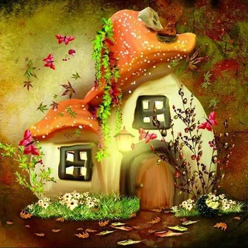 

Diamond Mosaic Fairy Tale Mushroom House Picture Diy 5D Diamond Painting Cross Stitch Sets Embroidery Beading Puzzle Child Gift