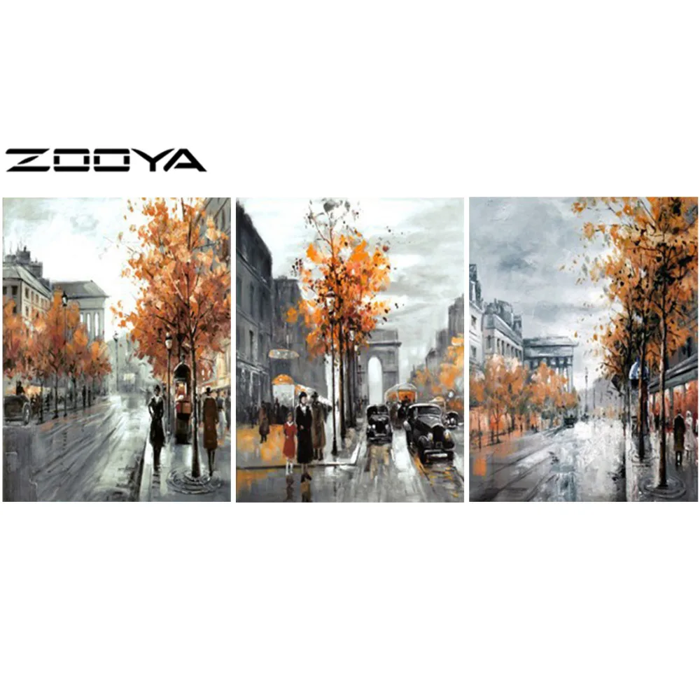

ZOOYA DIY Full Diamond Embroidery Painting Cross Stitch Wall Sticker Triptych Paintings Portrait City Landscape Characters RF858