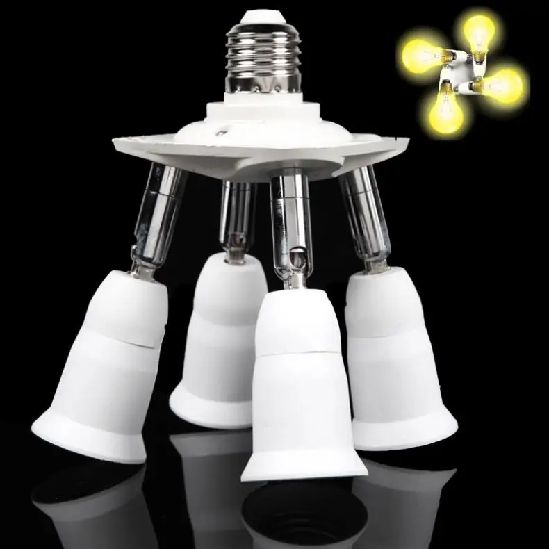 

4 in 1 90 - 240V Adjustable E27 Base Light Lamp Bulb Adapter Holder Socket Splitter 250W White Color for E27 Screw Bulb