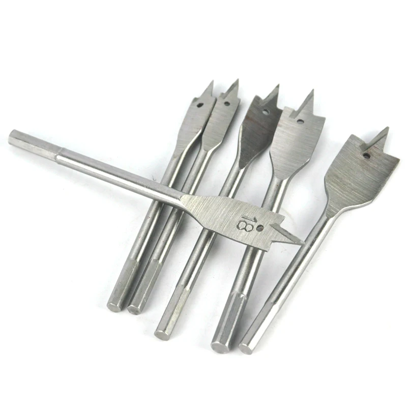 

6 Pcs Drill Bit Flat Long High-carbon Steel Wood Flat Woodworking Spade Wooding Drills Bits Sets ALI88