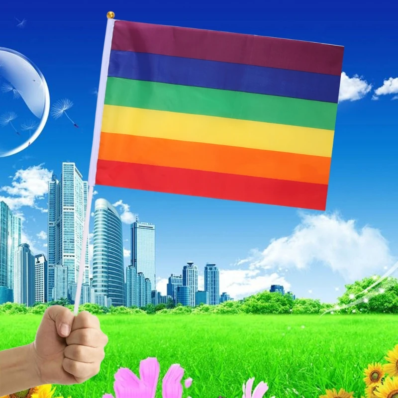 

Rainbow Flag Gay Pride Lesbian Peace LGBT Colored Stripes Flags Polyester