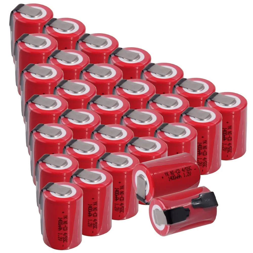 30 pcs 4/5SC 1400mah 1.2v battery NICD rechargeable batteries for