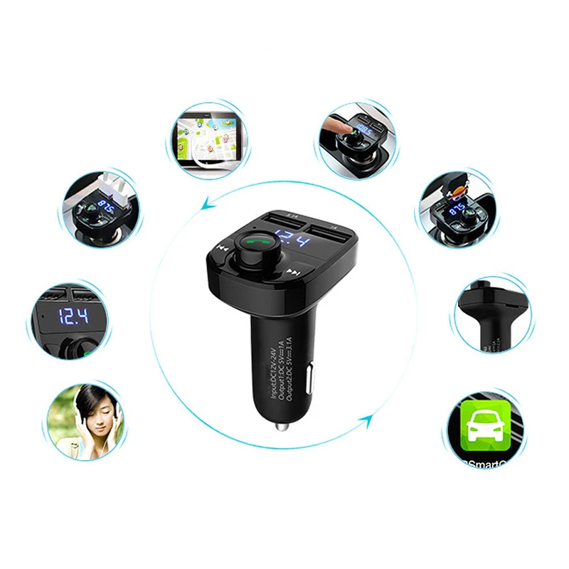 Двойной зарядка через usb автомобиля MP3 Беспроводной Bluetooth Автомобильный fm-трансмиттер Hands-free телефонных звонков запускает Плагин карты без потерь 4.1A