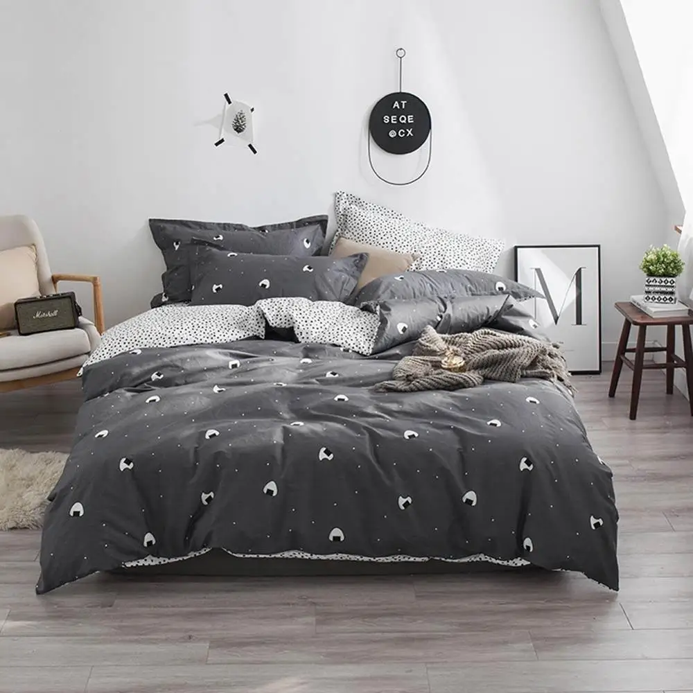 

2019 Rice Roll Grey Brief Cartoon Bed Cover Soft Cotton Bedlinens Twin Queen King Duvet Cover Set Bedspread Pillowcases