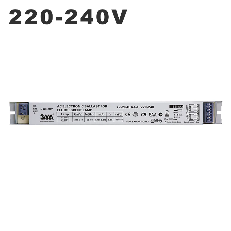 220-240V YZ-254EAA-p 2*54W T5 электронные балласты 58W* 2 T8 выпрямитель для T8 58W HO люминесцентный светильник T5 54W аквариумная лампа