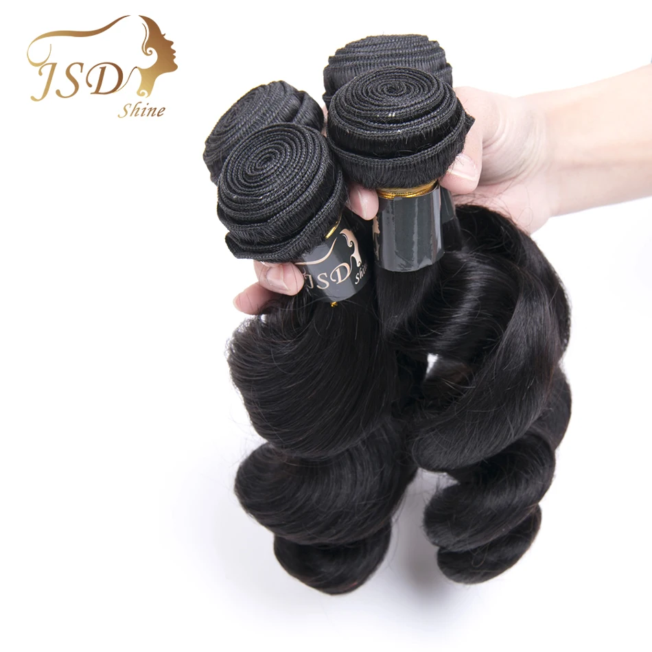 JSDShine Brazilian Hair Weave Bundles Loose Wave 100% Human Hair 4 Bundles Non Remy Hair Extensions Natural Color Can Be Dyed JSDShine Brazilian Hair Weave Bundles Loose Wave 100% Human Hair 4 Bundles Non Remy Hair Extensions Natural Color Can Be Dyed