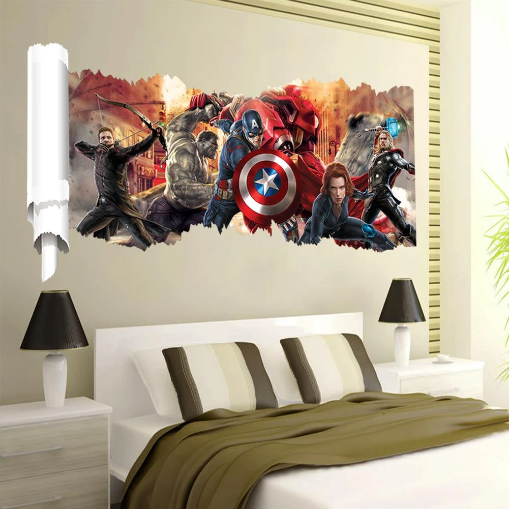 Avengers Populaire Super Héros Sticker Mural Cadeau Film Personnage  Autocollants Pour Chambre D'enfants Décoration Murale Art Affiche -  Aliexpress Maison & Animalerie