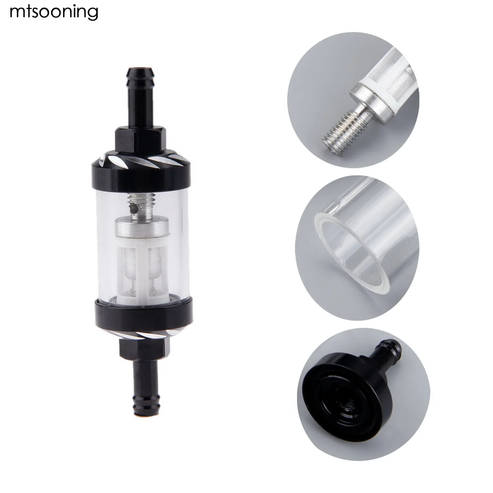 mtsooning 8mm 5/16" Motorcycle Inner Fuel Filter Black Motocross Gasoline Filters New Universal
