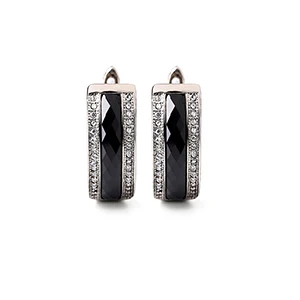 Высококачественные здоровые керамические u-образные серьги-гвоздики для женщин, два ряда, AAA кристалл, нержавеющая сталь, циркониевые серьги-гвоздики, подарок - Окраска металла: Black Earrings