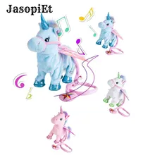 JasopiEt Единорог игрушка электрическая Ходьба Плюшевая мягкая игрушка для животных электронная музыка Единорог игрушка для детей рождественские подарки 35 см
