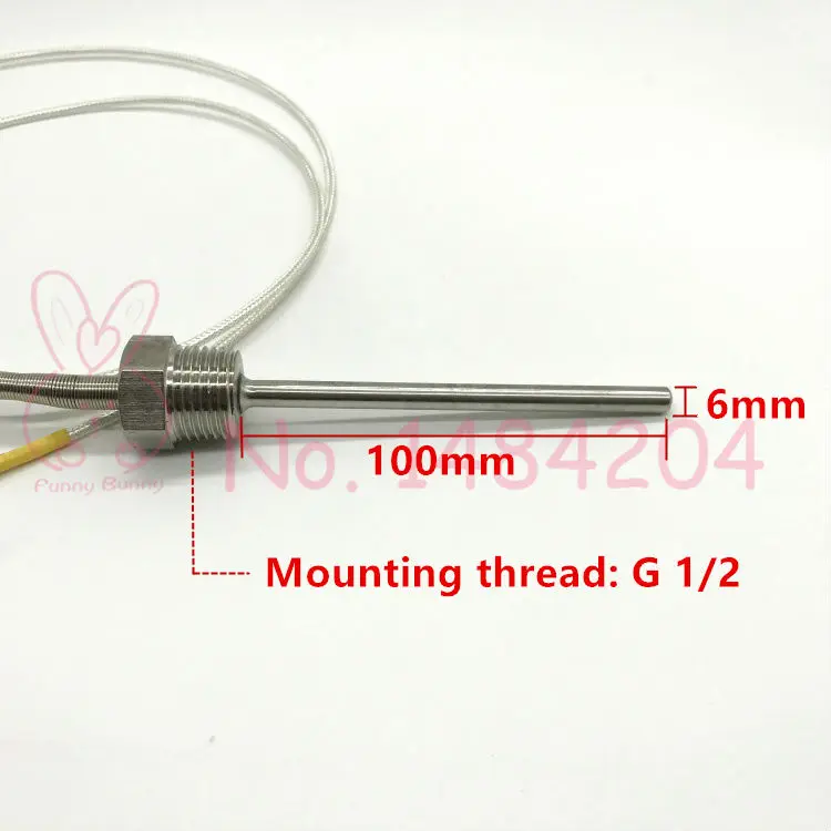 1x PT100 Температура Сенсор 6 мм* 100 мм компании "feilong" SUS304 датчик удара(G-sensor) 1/2 G1/4 Монтажная нить 1m 3 высокой Температура провода