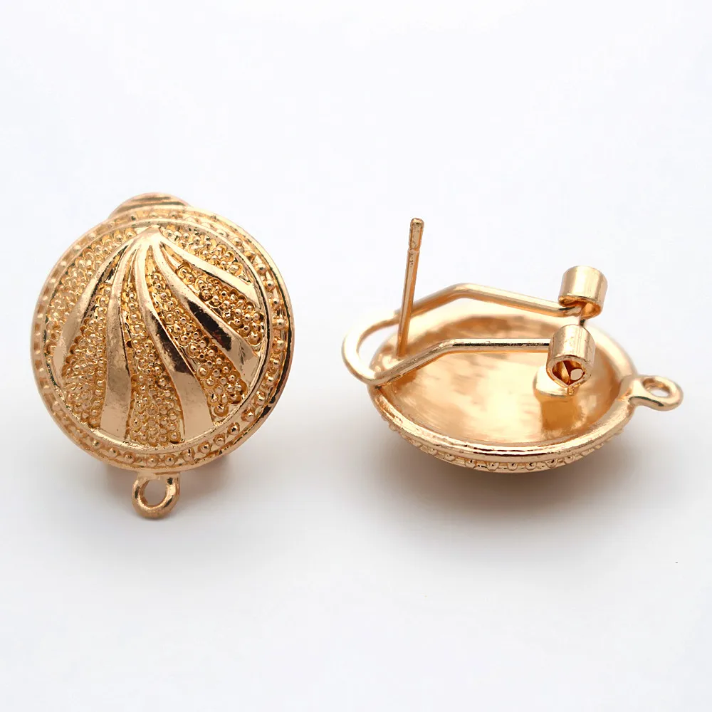 

African Chile Earrings Post with Loop Connectors Round Base Ear Clip Earring Findings DIY Ethnic Nigerian Women Wedding Earring