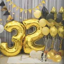 Best Price 16/32inch Rose Gold Silver Number Foil Balloon Birthday Party Decoration Digit Air Ballon Figures Balloons Globos Party Supplies